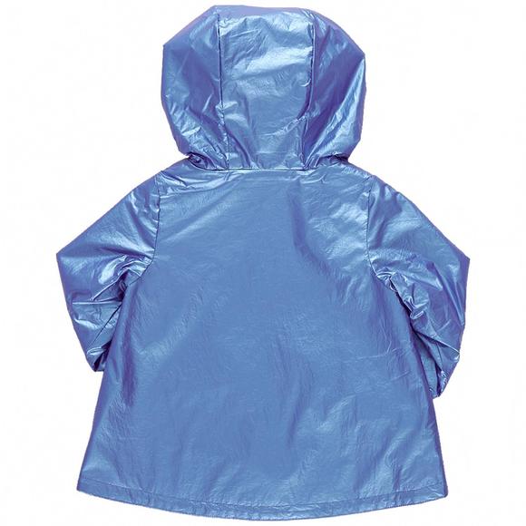 NEW PINK CHICKEN girl's rafa rain coat in blue metallic